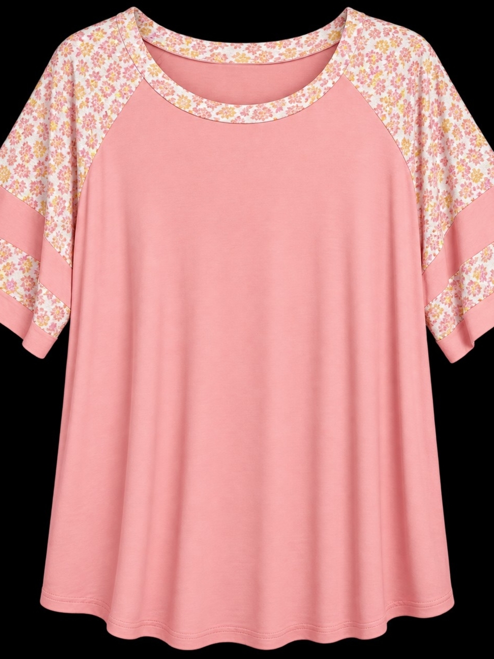 7th Ray Boutique Coral Floral Sleeve Top